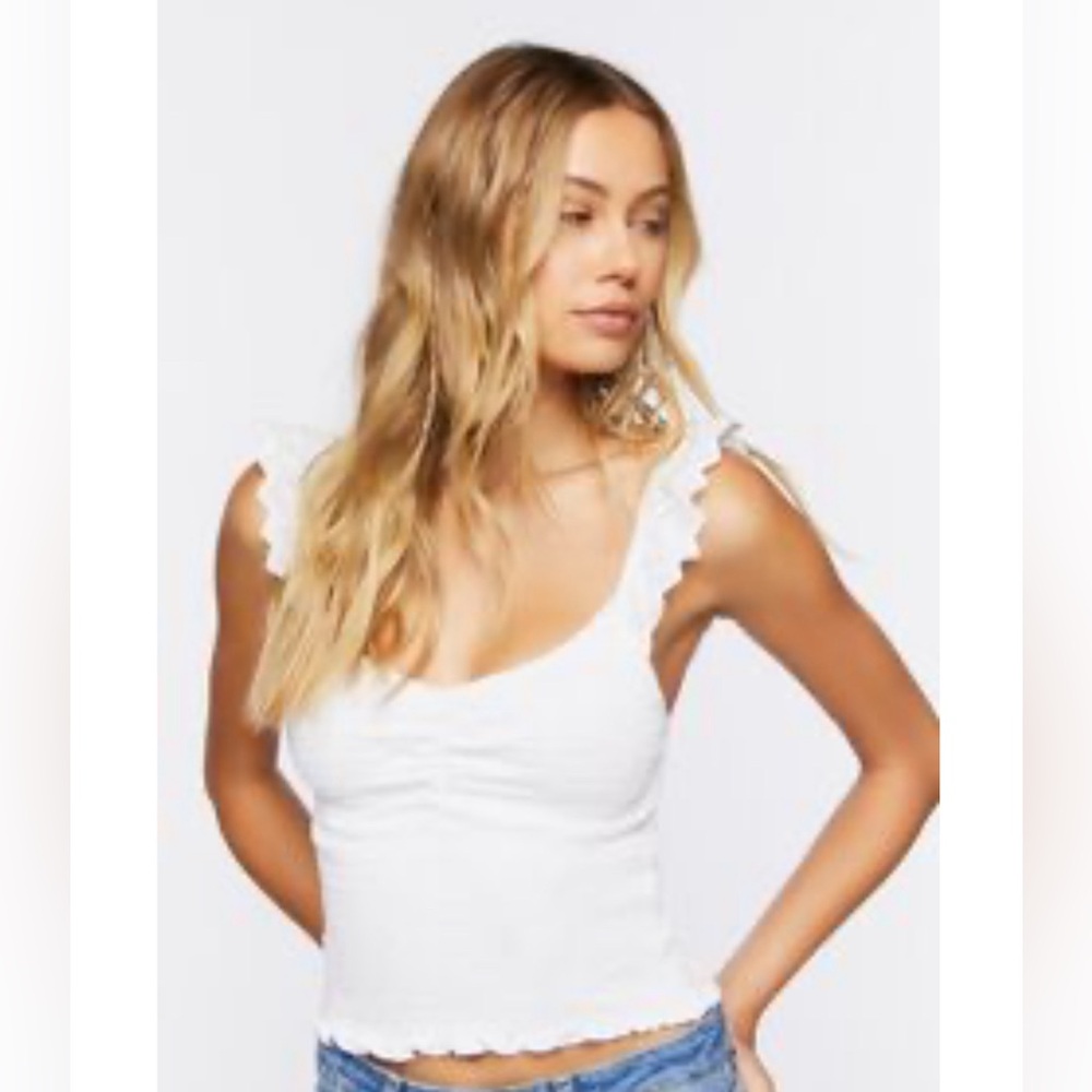Forever 21 Cropped Ruffle Strap Tank Top - Picture 1 of 5